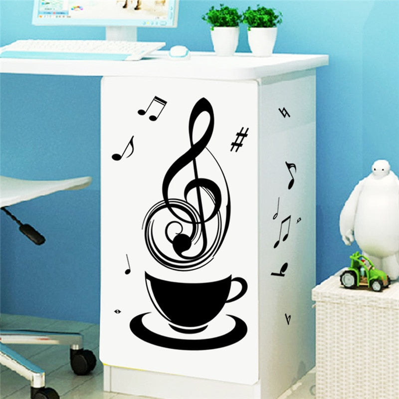 DIY Dining Room Paste 60 * 28cm Black Love Wall Stickers Pot Cup