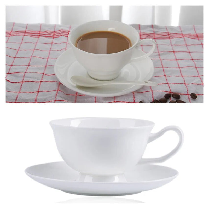 Europe Bone China Coffee Cup Saucer Spoon Set 200ml Luxury Ceramic Mug Top-grade Porcelain Tea Cup