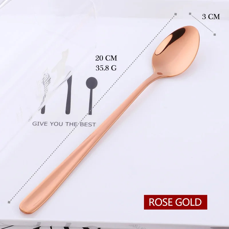 18/10 Stainless Steel Rainbow Ice Spoon – Long Handle, Mirror Polished for Drinks, Tea Spoon