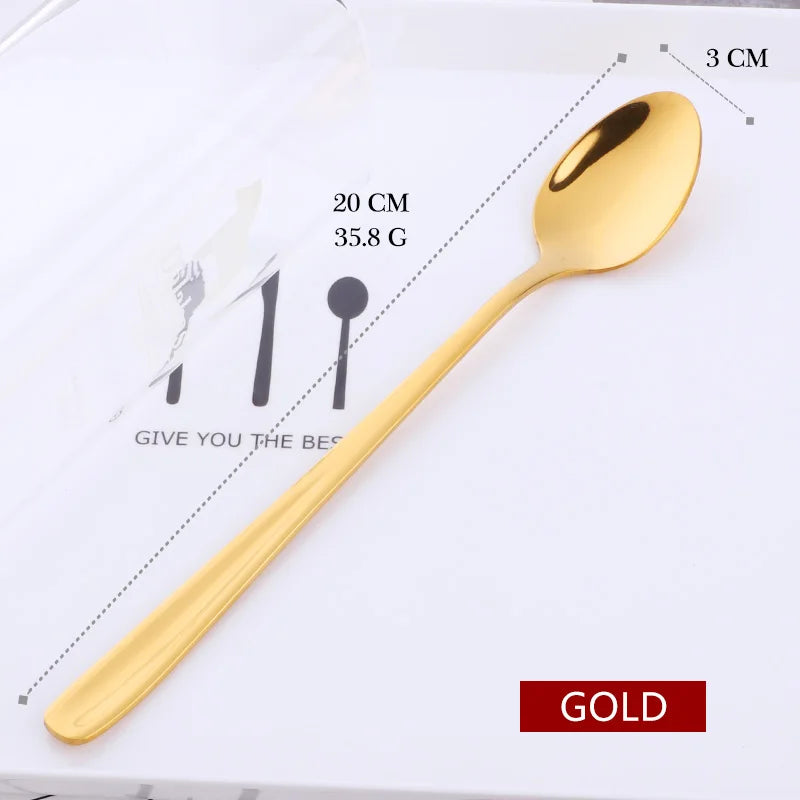 18/10 Stainless Steel Rainbow Ice Spoon – Long Handle, Mirror Polished for Drinks, Tea Spoon