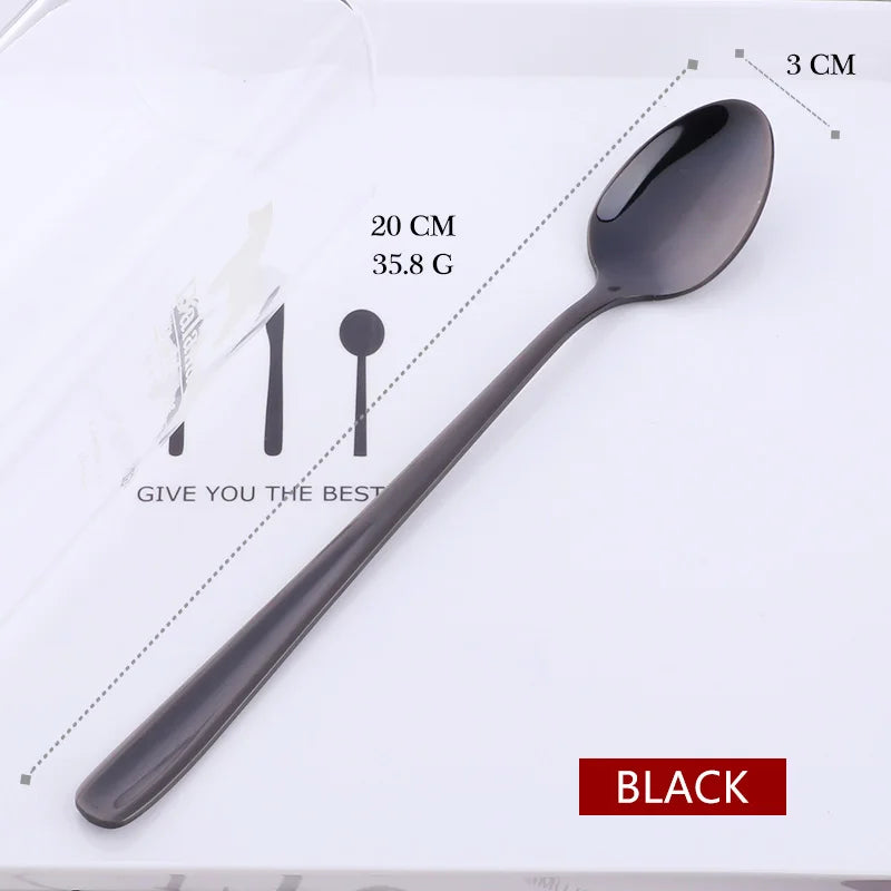 18/10 Stainless Steel Rainbow Ice Spoon – Long Handle, Mirror Polished for Drinks, Tea Spoon