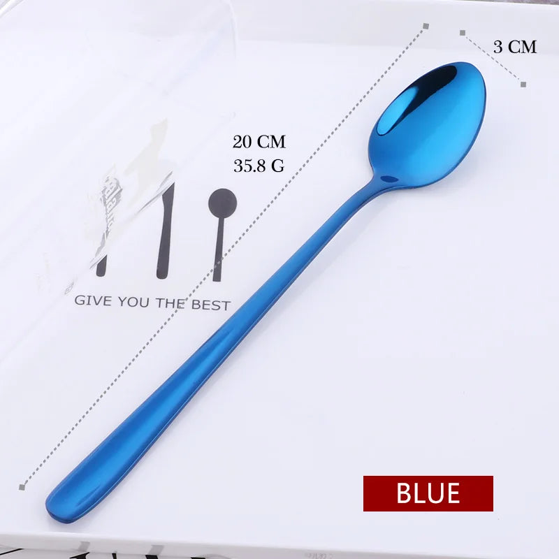 18/10 Stainless Steel Rainbow Ice Spoon – Long Handle, Mirror Polished for Drinks, Tea Spoon