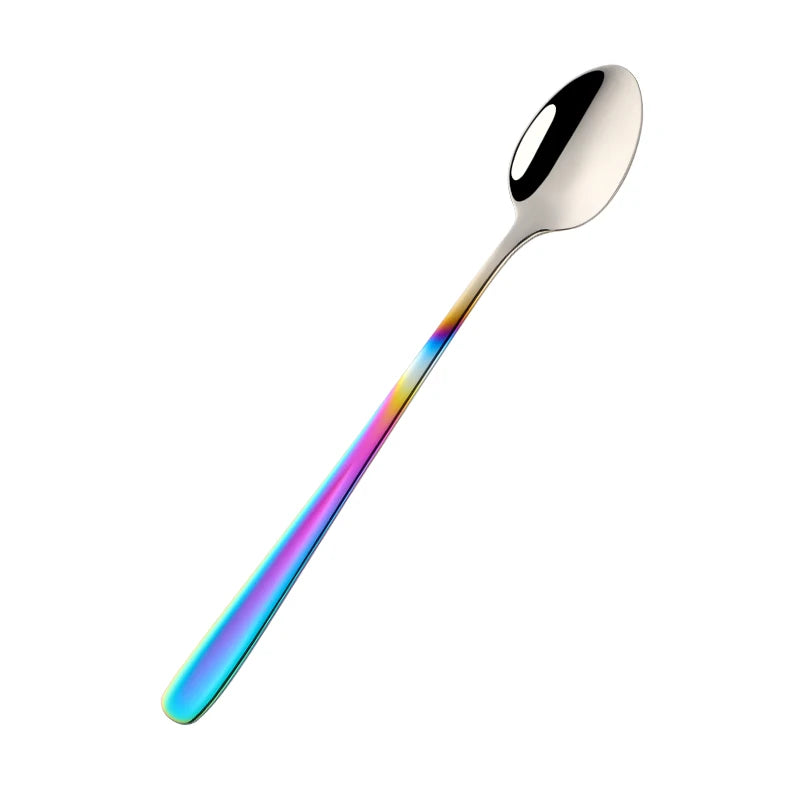 18/10 Stainless Steel Rainbow Ice Spoon – Long Handle, Mirror Polished for Drinks, Tea Spoon