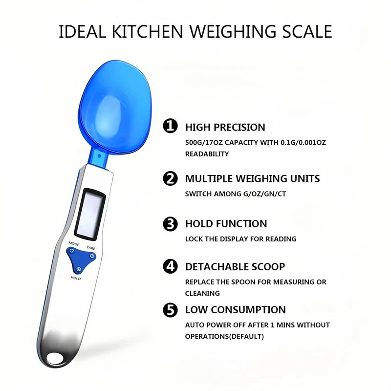 Three head Digital LCD Measuring Spoon Scale 0.1g-500g Electronic Measuring Spoon Mini Kitchen Tool