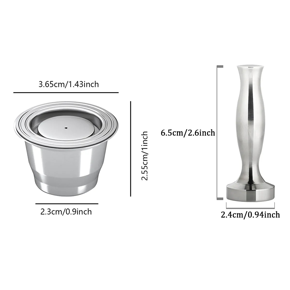 Stainless Steel Nespresso Refillable Coffee Capsule Coffee Tamper Reusable Coffee Pod Coffeeware