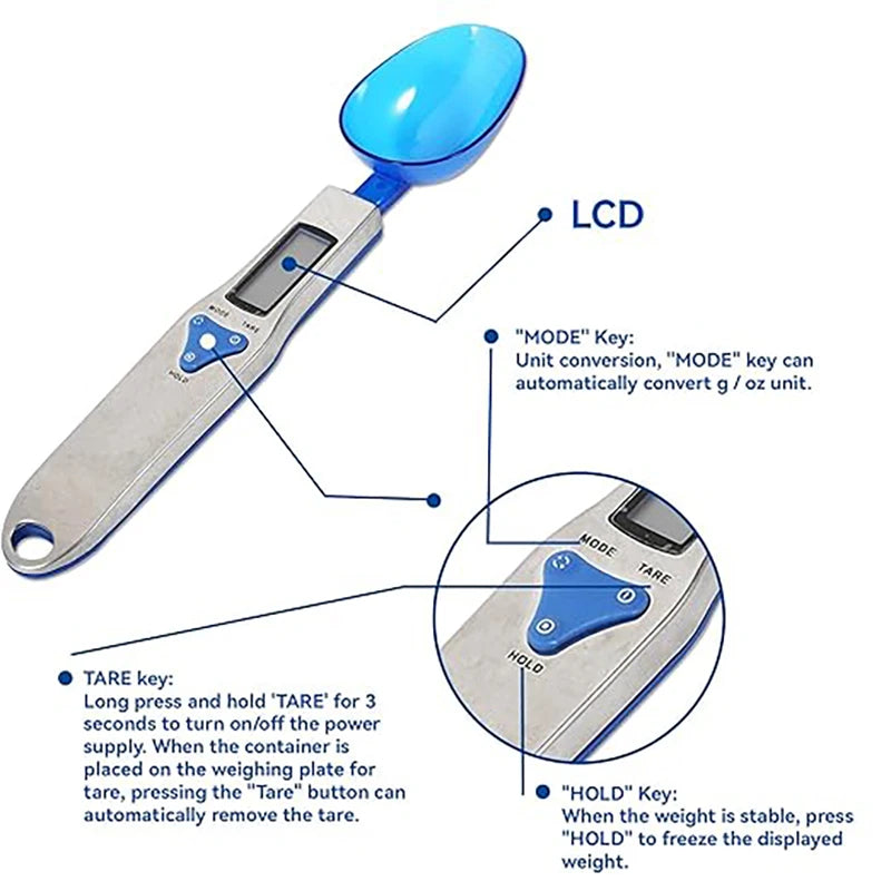 Three head Digital LCD Measuring Spoon Scale 0.1g-500g Electronic Measuring Spoon Mini Kitchen Tool