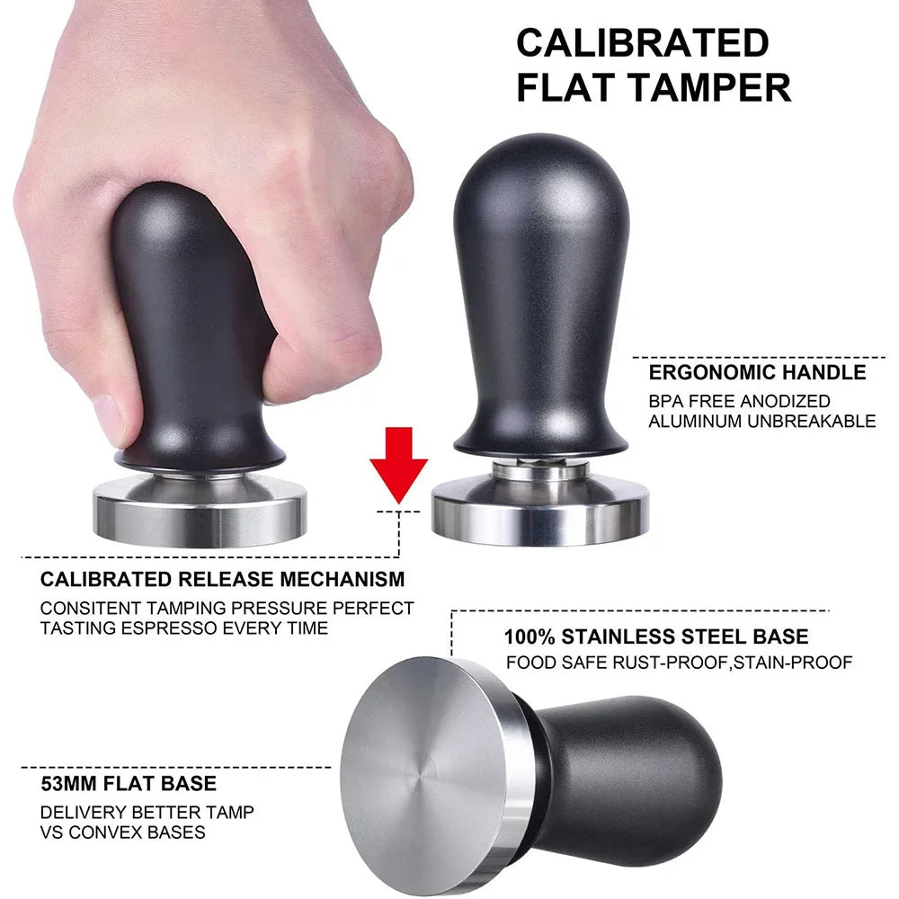 Calibrated Espresso Coffee Tamper 30lb Spring Loaded Elastic Coffee Tamper Aluminum/Wooden