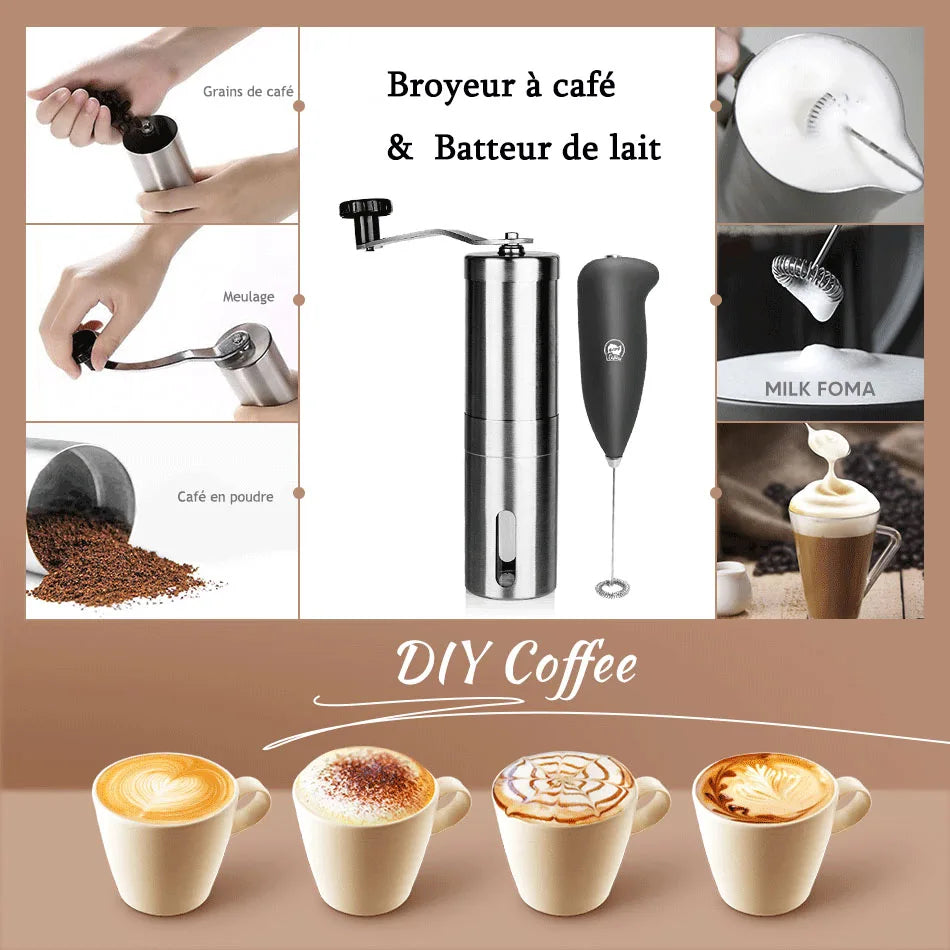 Manual Coffee Grinder Mini Stainless Steel Hand Handmade Coffee Bean Grinders Mill Foamer Kitchen