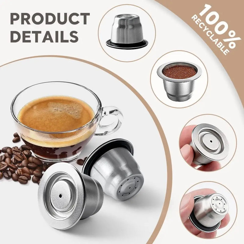 Nespresso Reusable Coffee Capsule Stainless Steel Espresso Refillable Filters Pod Essenza Mini