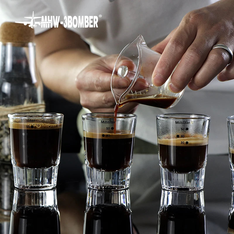 MHW-3BOMBER Shot Glasses Measuring Cup Mini Liquid Heavy Espresso Coffee Shot Glass Home Barista