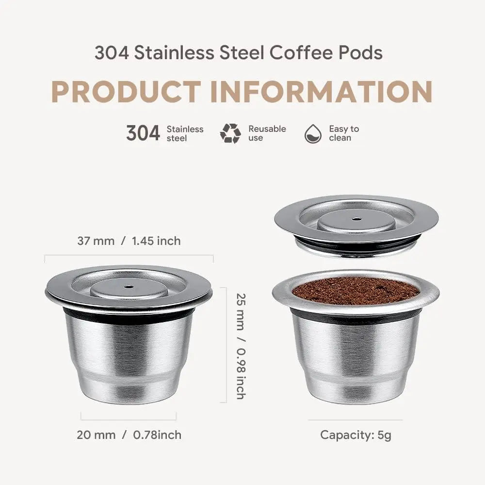 Nespresso Reusable Coffee Capsule Stainless Steel Espresso Refillable Filters Pod Essenza Mini