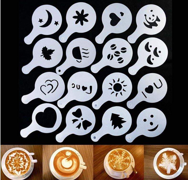 8Pcs/set Print Shape Coffee Mold Cappuccino Latte Coffee Art