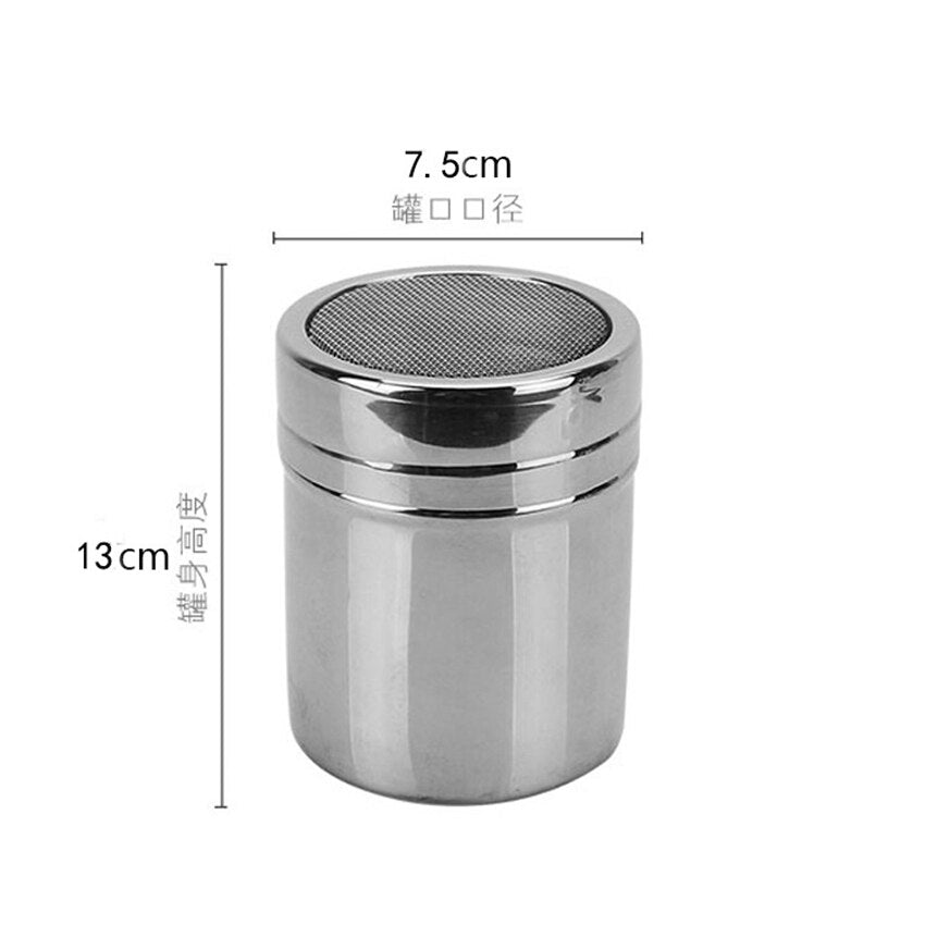 1Pc Stainless Steel Sprinkle Cocoa Cinnamon Sugar Gauze Mesh Jar Seasoning Bottle Fancy Coffee Powder