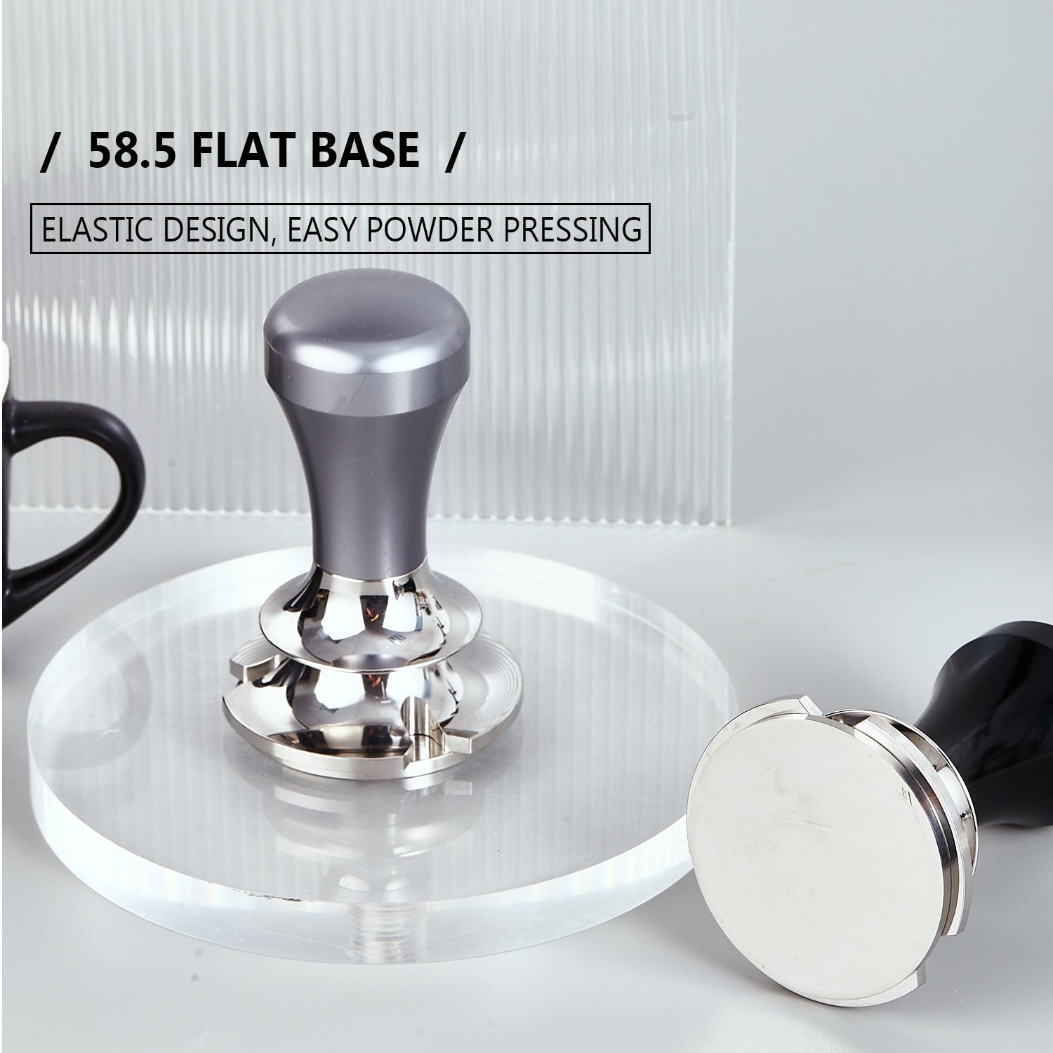 58.5mm Adjustable Coffee Tamper Distributor Powder Press Hammer Stainless Steel Espresso Tamper