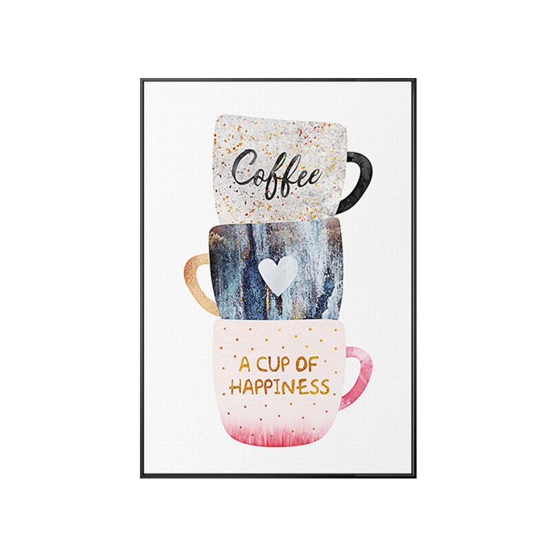 Cartoon Coffee Cup Afternoon Poster Print Tea Cute Wal Canvas Painting