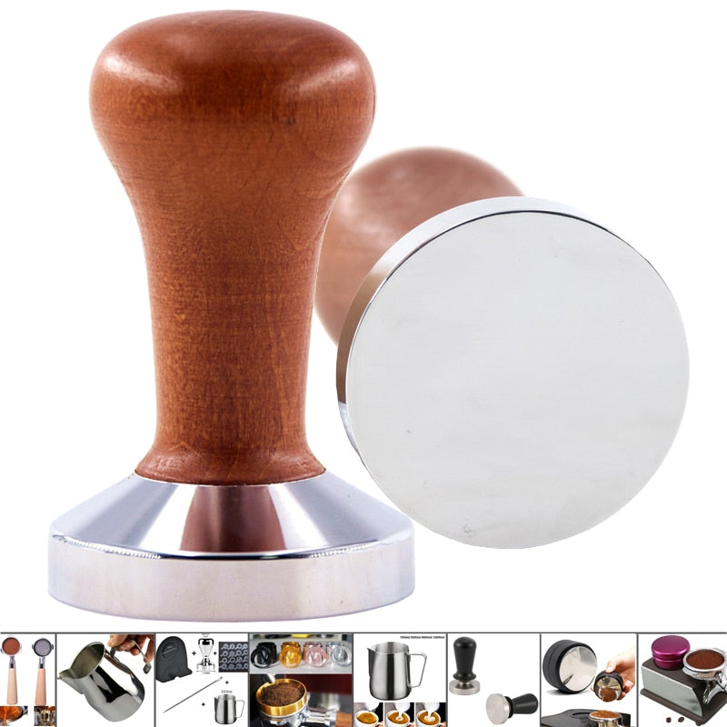 Food Grade 51/53/58mm Coffee Tamper Wooden Handle Barista Espresso maker Grinder Handmade High