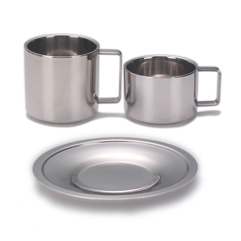 Originality Eur Coffee Cup With Dish Household Cafe Stainless Steel Tumble Suit Mirror Polishing