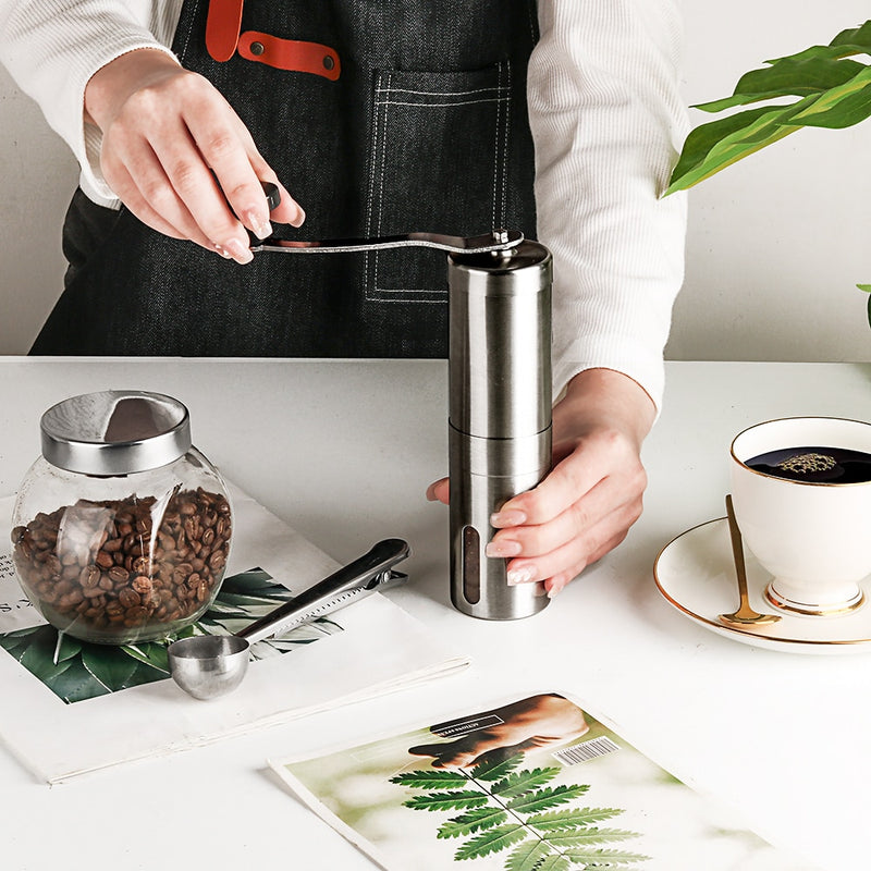 Manual Coffee Bean Grinder Portable Mini Handmade Coffee Grinder with Burr  Adjustable Ceramic Grinding Core Stainless Steel