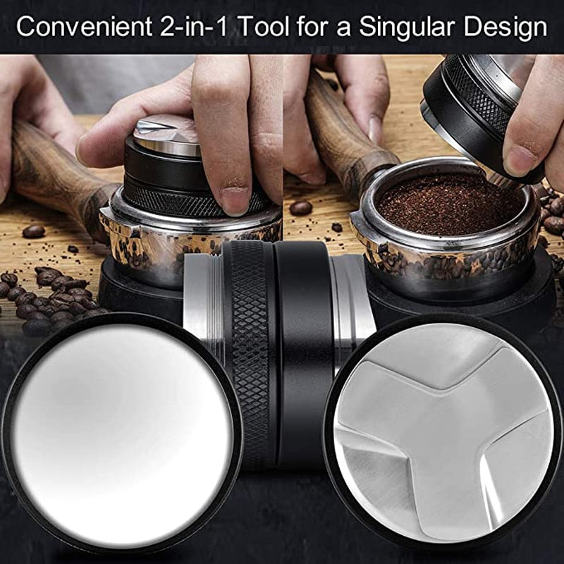 51mm 53mm 58mm 304 Stainless Steel 3 Angled Slopes and Flat Base Double Head Coffee Powder Tamper