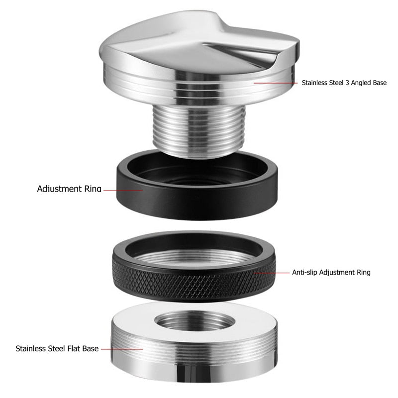 51mm 53mm 58mm 304 Stainless Steel 3 Angled Slopes and Flat Base Double Head Coffee Powder Tamper